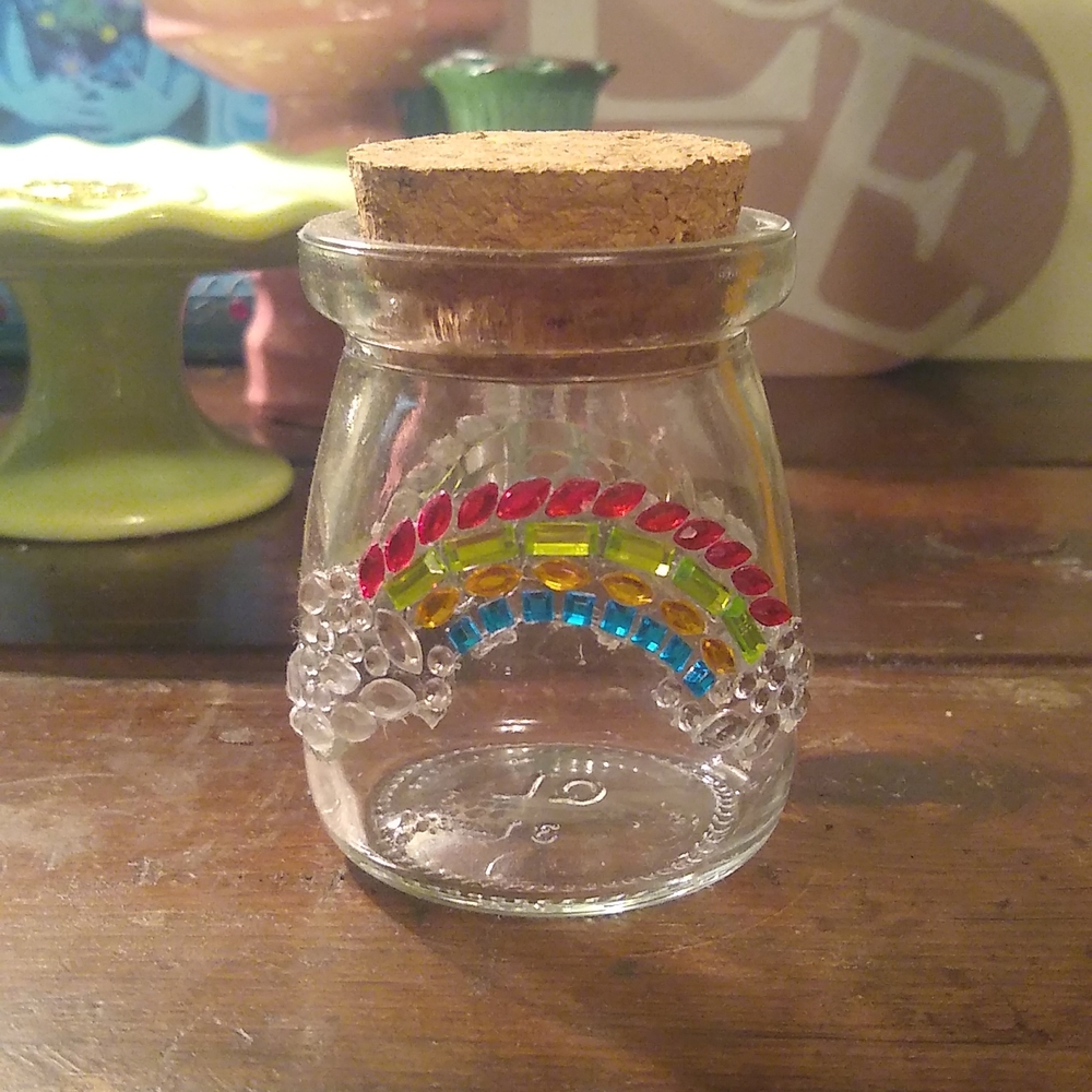 Hand Decorated Rhinestone Stash Jar